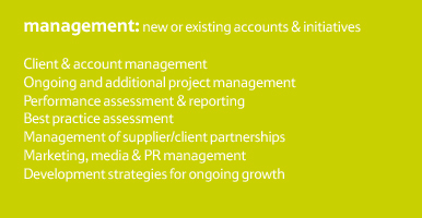 MANAGEMENT: New or existing accounts/initiatives